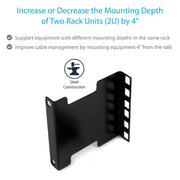 StarTech.com Server Rack Depth Extender - 2U - 4in / 10 cm - TAA Compliant - Recessed Rack Adapter - Rack Mount Adapter Kit - Network Rack Extender