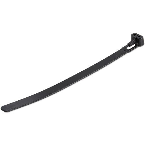 StarTech.com 6"(15cm) Reusable Cable Ties - 1/4"(7mm) wide, 1-3/8"(35mm) Bundle Dia. 50lb(22kg) Tensile Strength, Releasable Nylon Ties, Indoor/Outdoor, 94V-2/UL Listed, 100 Pack - Black - TAA