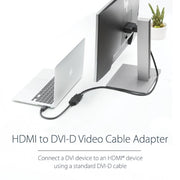 StarTech.com 8in (20cm) HDMI to DVI-D Video Cable Adapter - HDMI Male to DVI Female