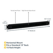 StarTech.com 1U High-density Brush Strip Cable Management Panel, Sturdy Steel Horizontal Data Centre Cable Organizer