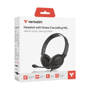 Verbatim Headset with Noise Cancelling Mic Wired Head-band Calls/Music Black