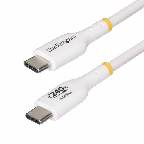 StarTech.com 10ft (3m) USB-C Charging Cable, Charge & Sync, 240W (5A) PD EPR, USB 2.0 Laptop Charger Cable, USB-IF Certified, TPE Jacket - White USB C Charging Cord