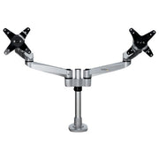StarTech.com Desk Mount Dual Monitor Arm - Premium Articulating Monitor Arm - up to 27" (17.6lb/8kg) VESA Mount Displays - Height Adjustable Monitor Mount - Rotate/Tilt/Swivel - Clamp/Grommet - Silver - TAA