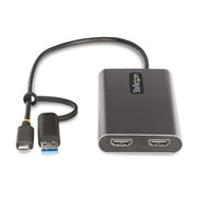 StarTech.com USB-C to Dual-HDMI Adapter - USB-C or A to 2x HDMI - 4K 60Hz - 100W Power Delivery Pass-Through - 1ft (30cm) Built-in Cable - USB to HDMI Multi-Monitor Converter for Laptop - TAA