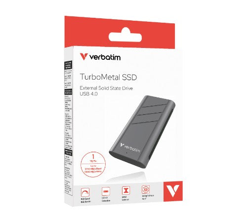 Verbatim TurboMetal SSD USB4 1TB USB Type-C USB4 Gen 2x2 Silver