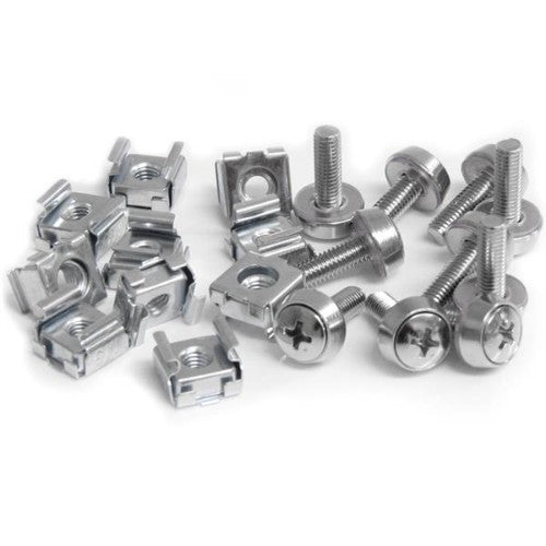 StarTech.com 50-Pack M5 12mm Screws, Square Hole Cage Nuts and Installation Tool, Hardware Mounting Kit for 19" or 10" Server Racks, Cabinets and Enclosures, Silver - TAA