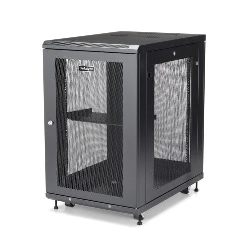 StarTech.com 18U Enterprise-Grade Server Rack Cabinet Kit, 19in Enclosed 4-Post Rack with Shelf and Cable Management, 29in (75cm) Mounting Depth, 992lb (450kg) Capacity