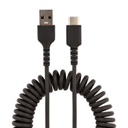 StarTech.com 3.3ft (1m) USB-A to USB-C Fast Charging Cable, Rugged, Coiled, Charge & Sync, 3A, USB 2.0, TPE Jacket and Aramid Fiber - USB Charging Cord