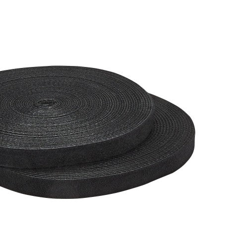 StarTech.com 25ft (7.6m) Hook and Loop Roll, Black, Cut-to-Size Reusable Cable Ties, Bulk Industrial Wire Fastener Tape, Adjustable Fabric Wraps, Reusable Self Gripping Cable Management Straps