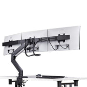 StarTech.com Desk Mount Triple Monitor Arm with Crossbar For Up To Three 27in Screens, VESA 75x75/100x100, Tool-Less Arm Adjustments, C-Clamp/Grommet, Spring-Assisted Arm