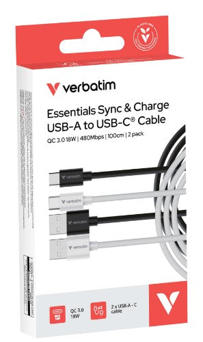 Verbatim Essentials Sync & Charge USB-A to C Cables
