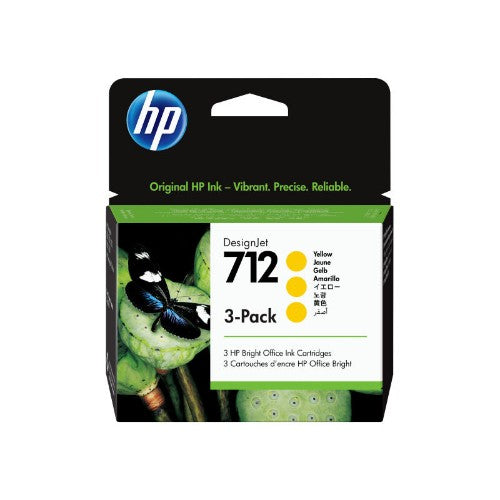 HP 712 3-pack 29-ml Yellow DesignJet Ink Cartridge