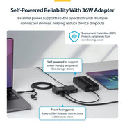 StarTech.com 4-Port USB-C and USB-A Hub, 5Gbps, Self-Powered, 2-in-1 USB-C and USB-A Host Cable, 1x USB-C and 3x USB-A (1x BC 1.2), 36W Power Adapter Included