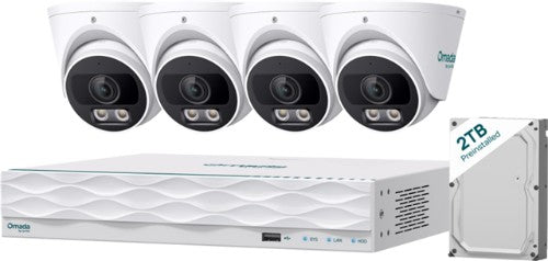 TP-LINK Omada T5S4-2T 5MP Turret PoE Security Camera System with 2TB HDD, 4 Cameras with 16-Channel NVR (Omada Camera)