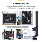 StarTech.com Clamp-On Pegboard with Accessories, 16.5 x 12.5in (42 x 32cm), Steel Pegboard, Desktop Storage Organizer, Desk Mount Peg Board, Black
