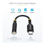 StarTech.com 5in (12.7cm) USB-C to 3.5mm TRRS Headphone/Headset Jack Audio Adapter, USB Type-C Aux Dongle, 32-bit DAC, Supports USB-C/Thunderbolt, Laptop/Phone/Tablet