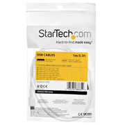 StarTech.com 3ft (1m) USB-A to USB-C Fast Charging Cable, Rugged, Charge & Sync, 3A, USB 2.0, White TPE Jacket and Aramid Fiber - USB Charging Cord