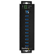 StarTech.com 10-Port USB 3.0 Hub with Power Adapter - Metal Industrial USB-A Hub with ESD & 350W Surge Protection - Din/Wall/Desk Mountable - High Speed USB 3.2 Gen 1 (5Gbps) Hub - TAA