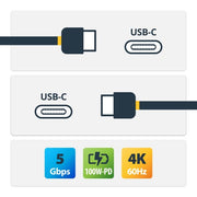 StarTech.com 6.6ft (2m) USB-C Cable, USB 5Gbps, 100W (5A) Power Delivery, 4K 60Hz DP Alt Mode, TPE Jacket - Thunderbolt Compatible