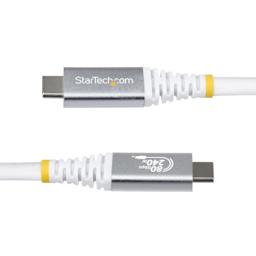 StarTech.com 1m (3ft) USB4 Cable, 80Gbps, USB-IF Certified USB-C Cable, 240W PD, 8K 120Hz/4K 240Hz DP2.1 DP80, TPE Jacket, Thunderbolt 4 Compatible - White USB-C Cord