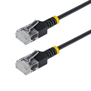 StarTech.com 50cm Black Ultra Slim Cat6A Ethernet Cable, UTP, Pure Bare Copper Wire, 34AWG Slim RJ45 Network Patch Cord, Individually Tested