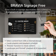 Sony FW-65EZ20L Signage Display Digital signage flat panel 165.1 cm (65") LCD Wi-Fi 350 cd/m² 4K Ultra HD Black Android 16/7
