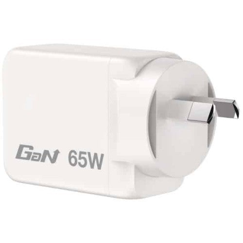 Verbatim 65W 3-Port GaN Wall Charger Universal White AC Fast charging Indoor