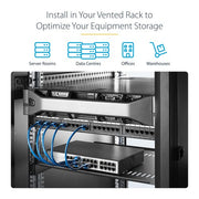 StarTech.com 2-Pack 1U Server Rack Shelf, Vented Universal Rack Mount Cantilever Shelf, For 19" Rack/Cabinet, Heavy-Duty Steel, 44lb/20kg Capacity, 16" Deep Tray
