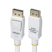 StarTech.com 10ft (3m) White VESA Certified DisplayPort 1.2 Cable, 4K 60Hz, 21.6Gbps, Latching DP Connectors, DP 1.2 DisplayPort Cable, DP Monitor Cord, M/M