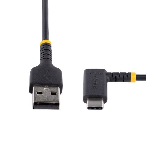 StarTech.com 6in (15cm) USB-A to USB-C Fast Charging Cable, Rugged, Right-Angled, Charge & Sync, 3A, USB 2.0, TPE Jacket and Aramid Fiber - USB Charging Cord