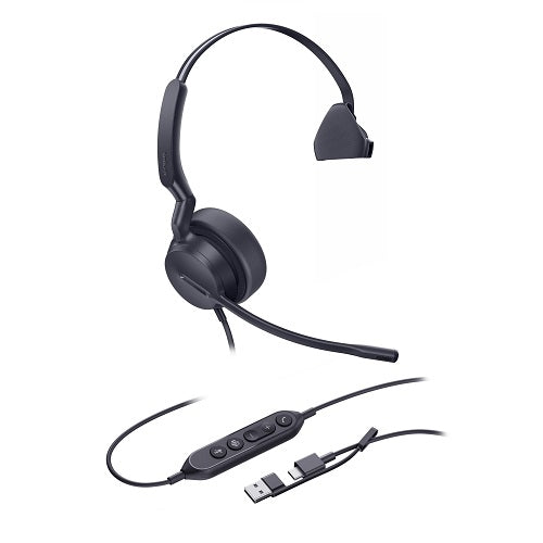Yealink *LS Yealink UH42SE Mono Teams USB-C/A Microsoft Certified Teams USB Wired Headset, Noise-Canceling Microphone, Leather Ear Cushions Control