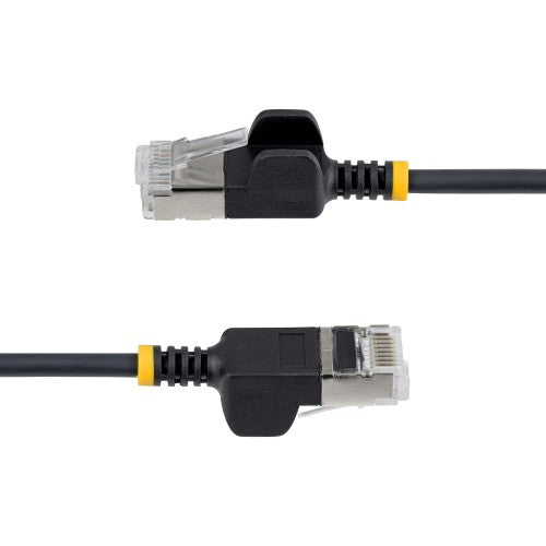 StarTech.com 50cm Black Ultra Slim Cat6A Ethernet Cable, Snagless, FTP, Pure Bare Copper Wire, 34AWG Slim RJ45 Network Patch Cord, Individually Tested