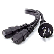 ALOGIC 2m Aus 3 Mains Plug to 2 X IEC C13 Y Splitter Cable - Male to 2 X Female Cable