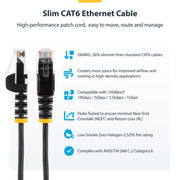 StarTech.com 1m Gray Slim CAT6 Cable, 10 Pack, Snagless, 100W PoE, UTP, LSZH, 28AWG Pure Bare Copper Wire, Slim RJ45 Network Patch Cord w/Strain Reliefs, Individually Tested