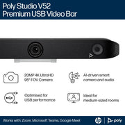 HP Poly Studio V52 USB Video Bar No Power Cord TAA