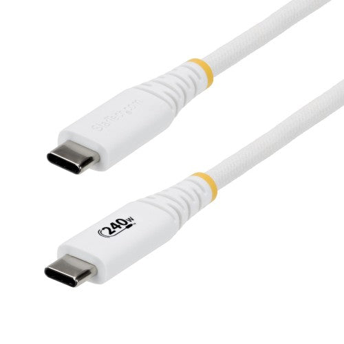 StarTech.com 1m (3ft) USB-C Charging Cable, Durable and Ultra-Flexible, 240W (5A) PD EPR, USB 2.0 Laptop Charger Cable, USB-IF Certified, Rugged USB-C Charging Cord - White