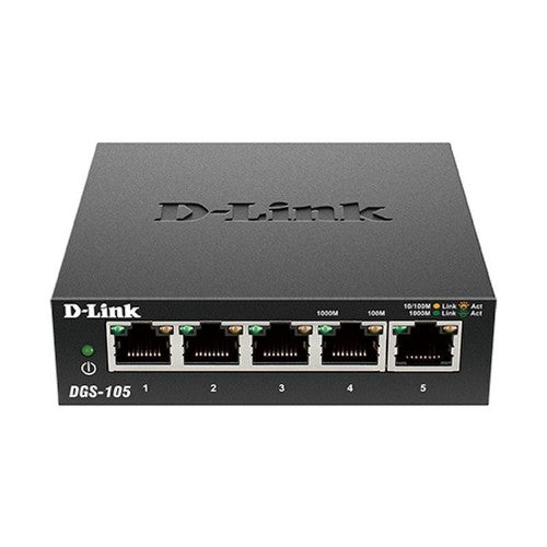 D-Link DGS-105 network switch Unmanaged L2 Gigabit Ethernet (10/100/1000) Desktop Black