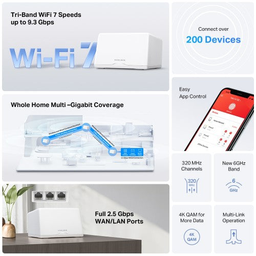 Mercusys BE9300 Whole Home Mesh Wi-Fi 7 System