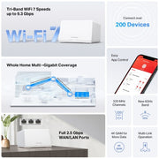 Mercusys BE9300 Whole Home Mesh Wi-Fi 7 System