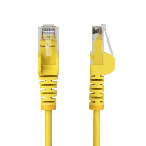 StarTech.com 1m Yellow Slim CAT6 Ethernet Cable, Snagless, 100W PoE, UTP, LSZH, 28AWG Pure Bare Copper Wire, Slim RJ45 Network Patch Cord w/Strain Reliefs, Individually Tested