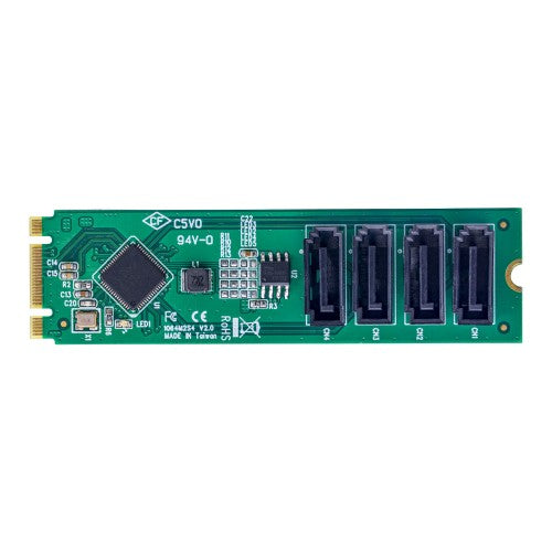 StarTech.com 4-Port M.2 to SATA Adapter Card, M.2 PCIe 3.0 to SATA HDD/SSD Expansion Card, ASM1064 Chipset, M.2 NVMe to 4x HDD/SSD for Windows/macOS/Linux, TAA