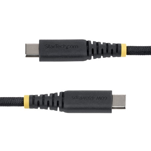 StarTech.com 15cm (6in) USB-C Charging Cable, 60W (3A) PD, Dual-Layer Braided Nylon/TPE Jacket, Rugged USB C Charging Cord, USB 2.0 Laptop Charger Cable
