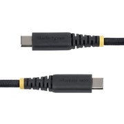 StarTech.com 30cm (1ft) USB-C Charging Cable, 60W (3A) PD, Dual-Layer Braided Nylon/TPE Jacket, Rugged USB C Charging Cord, USB 2.0 Laptop Charger Cable