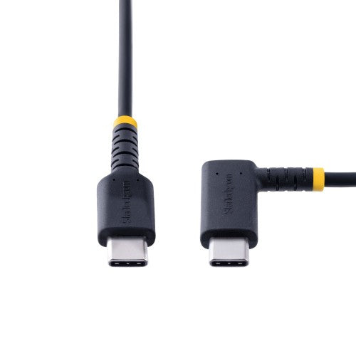 StarTech.com 6in (15cm) USB-C Fast Charging Cable, Rugged, Right-Angled, Charge & Sync, 60W (3A) PD, USB 2.0, TPE Jacket and Aramid Fiber - USB C Charging Cord