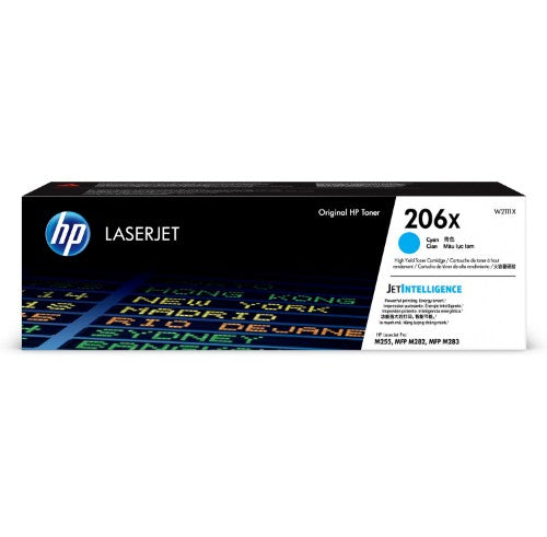 HP 206X CYAN TONER - HIGH YIELD - APPROX 2.45K PAGES - FOR M283, M255 PRINTERS