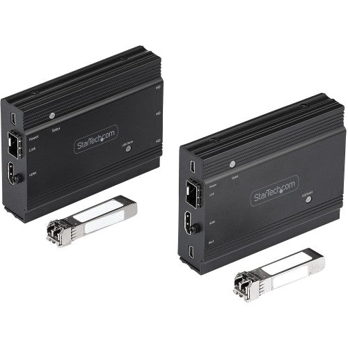StarTech.com 4K HDMI KVM Extender over Fiber - HDMI Video & USB Remote KVM Switch/Console Extender - up to 984ft/300m (MultiMode) - 2x 10G MMF SFP+ modules - KVM Extension Kit (TX/RX) - TAA