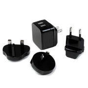 StarTech.com Dual-Port USB Wall Charger - International Travel - 17W/3.4A - Black