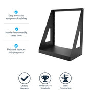 StarTech.com 12U 2-Post Open Frame Desktop Server Rack, 19in Compact Space-Saving Floor IT Rack with 350lb (160kg) Weight Capacity
