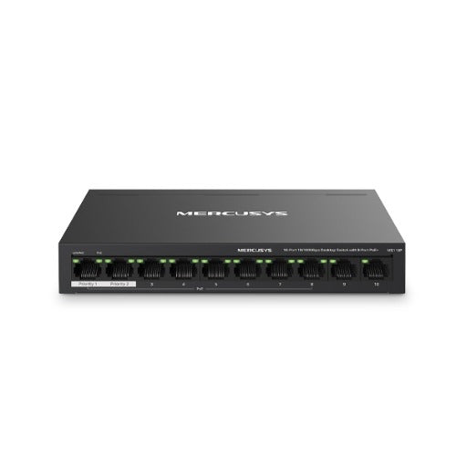 TP-LINK Mercusys MS110P 10-Port 10/100Mbps Desktop Switch with 8-Port PoE+, Up to 250 m