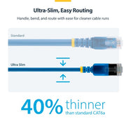 StarTech.com 50cm Blue Ultra Slim Cat6A Ethernet Cable, Snagless, FTP, Pure Bare Copper Wire, 34AWG Slim RJ45 Network Patch Cord, Individually Tested